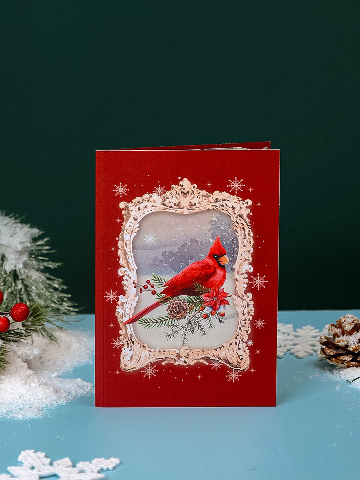 Vintage Cardinal Winter Birdcage Greeting Card