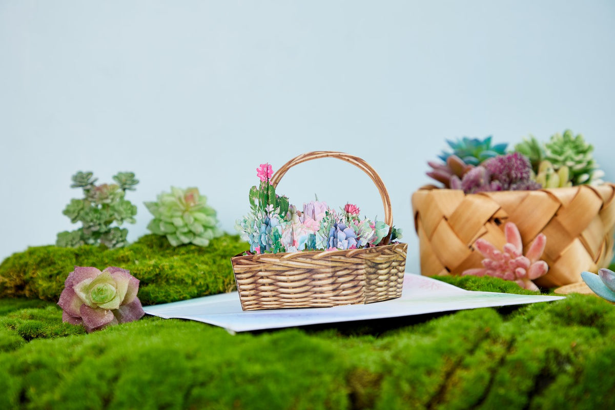 Succulent Flower Basket 3D Pop Up Card