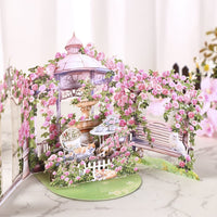 Pink Red Rose Garden Double Door Pop Up Card