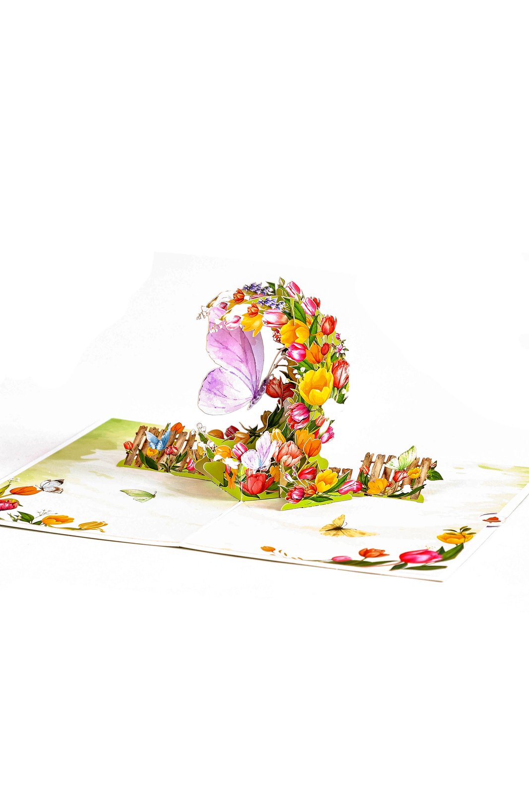 Tulip Butterfly Crescent Moon Greeting Card