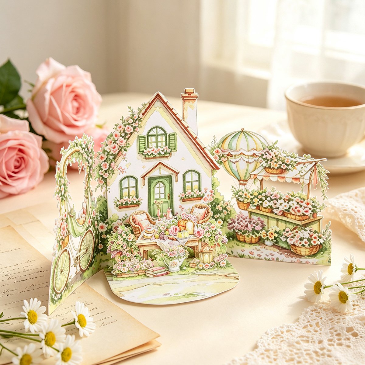 Fresh Flowers Double Door 3D Pop Up Card