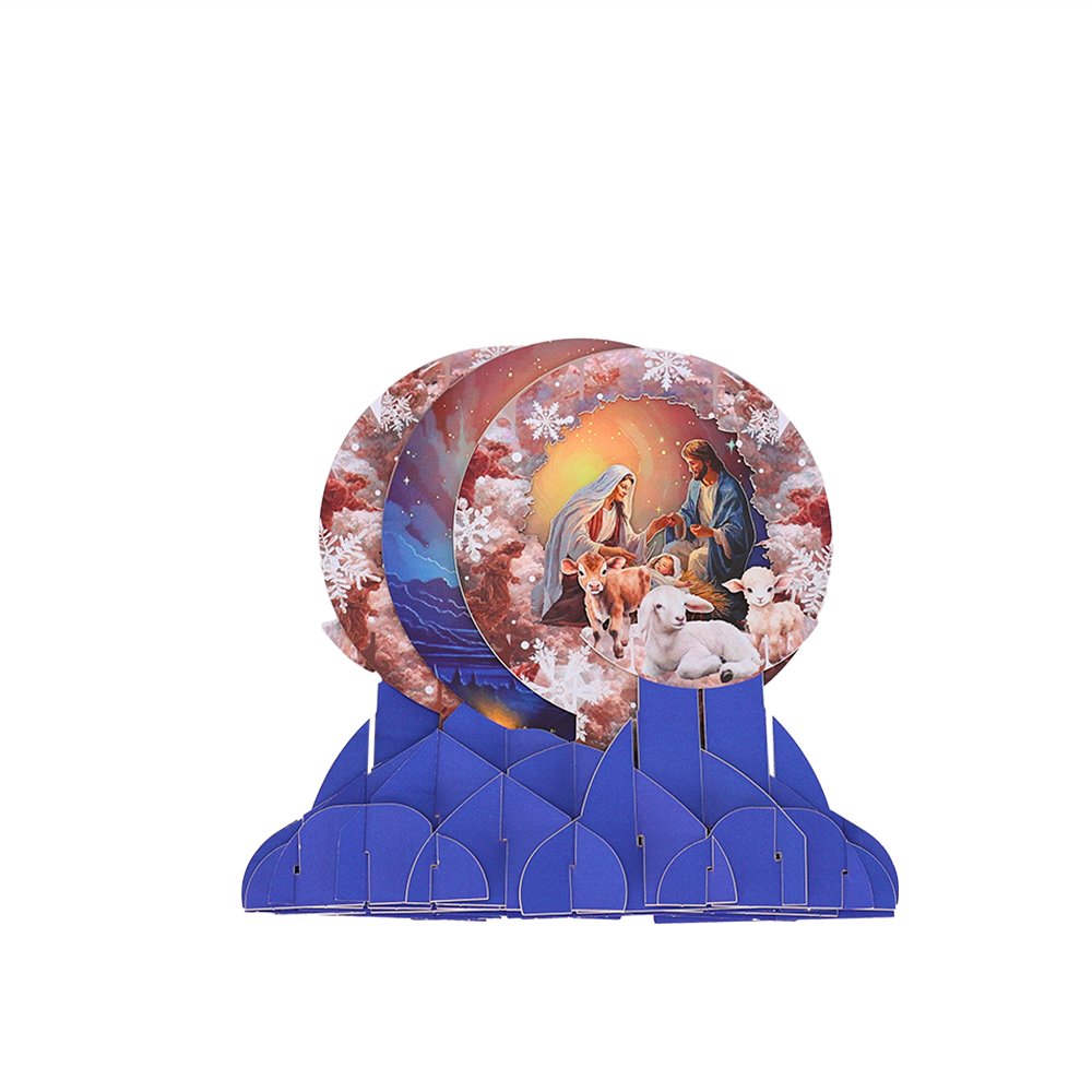 Round Window Nativity Manger 3D Pop Up Card