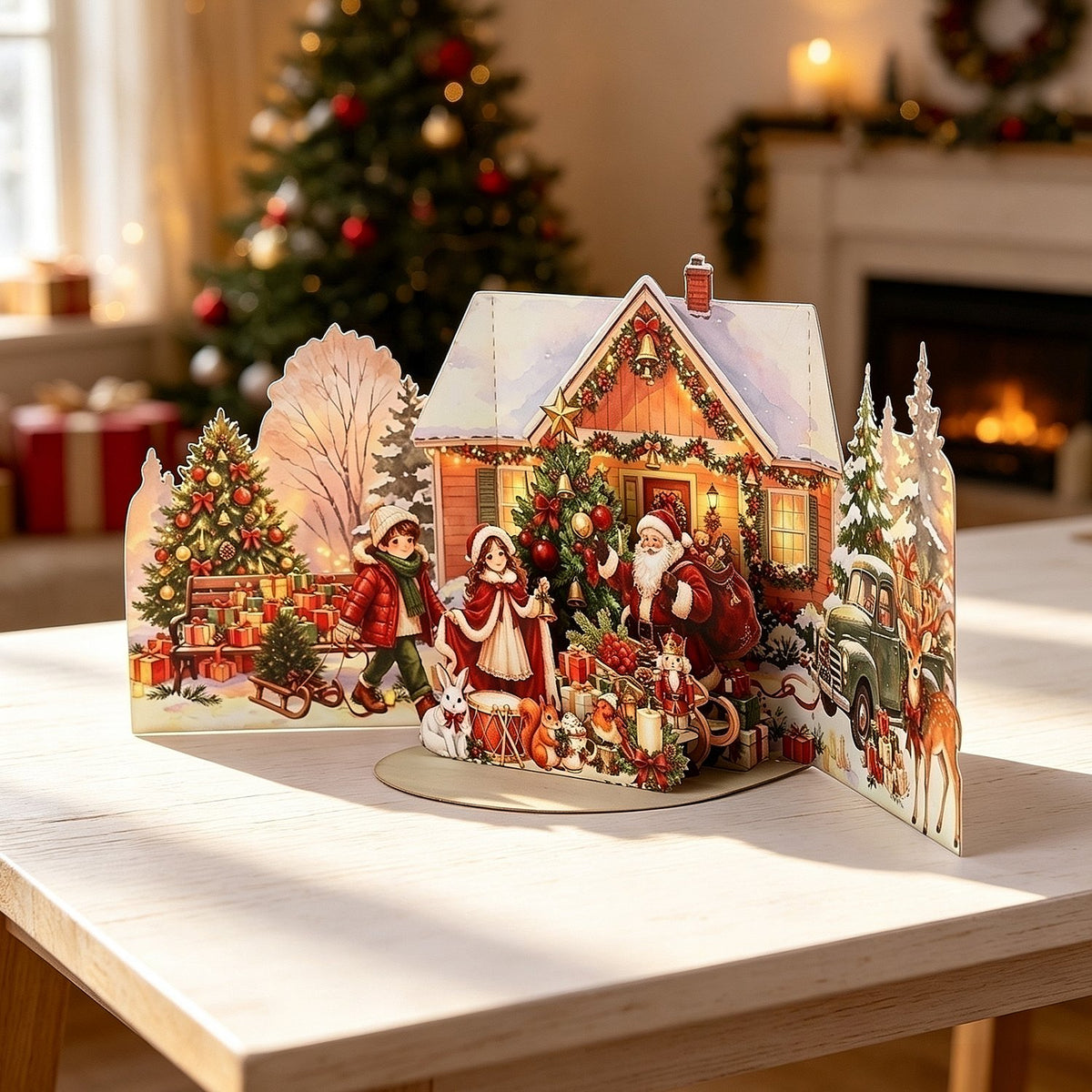 Christmas House Double Door Card