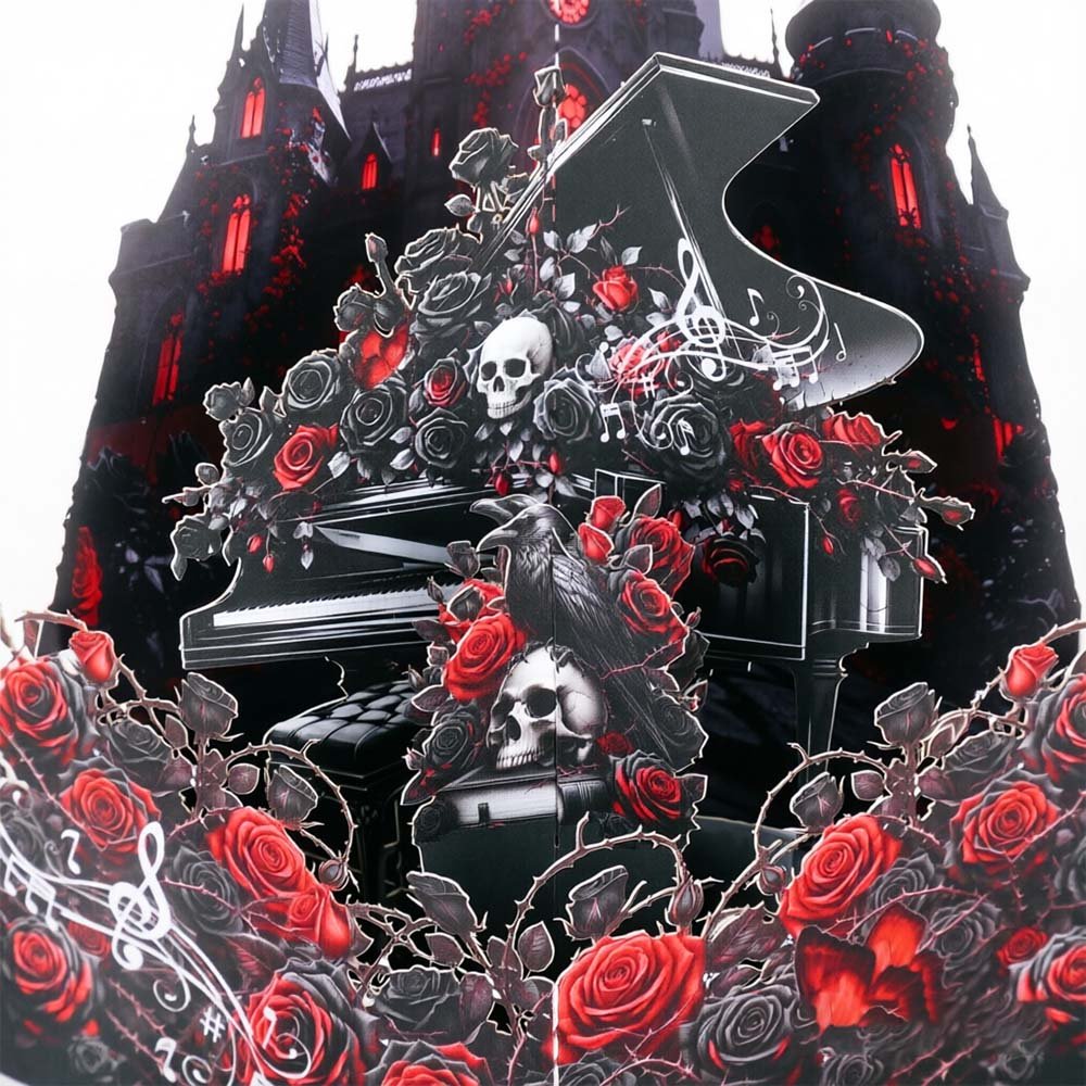Halloween Rose Piano 3D Pop Up Card