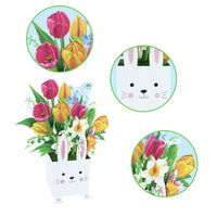 Factory Low MOQ Bunny Lily Blooming Flower Box 3D Pop-up Card Easter Floral Greeting Card