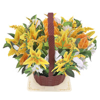Competitive Price Daisy Lily Flower Basket 3D Pop-up Card Bright Paper Floral Bouquet