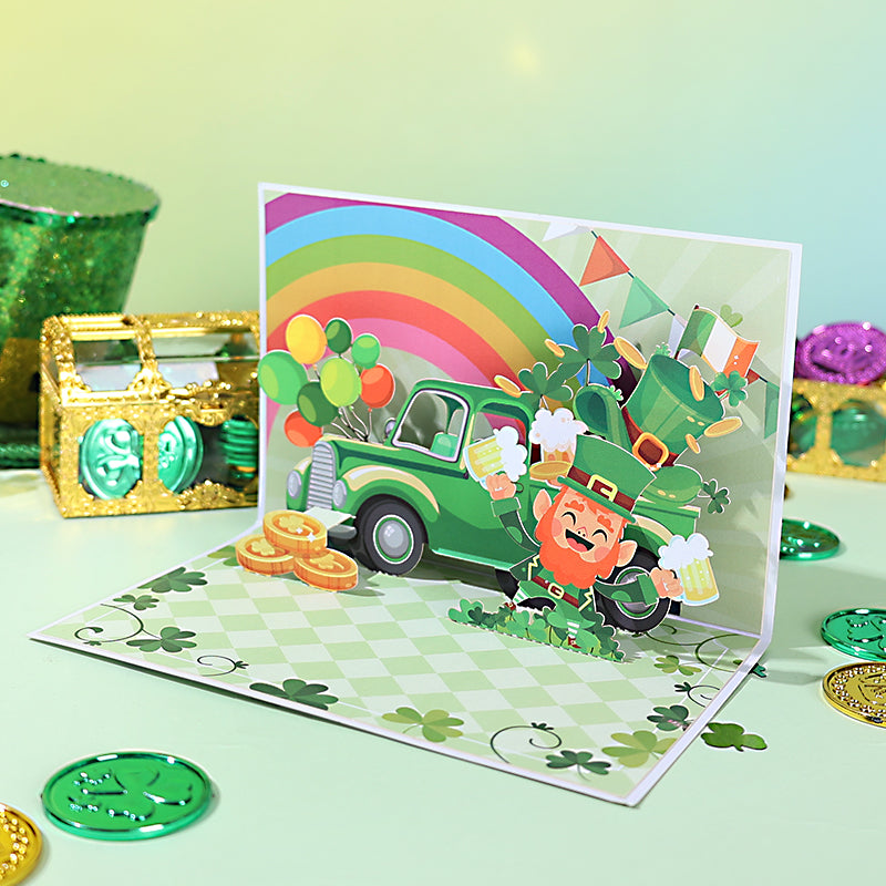 90 Degree Folding St. Patrick's Day Pop Up Card