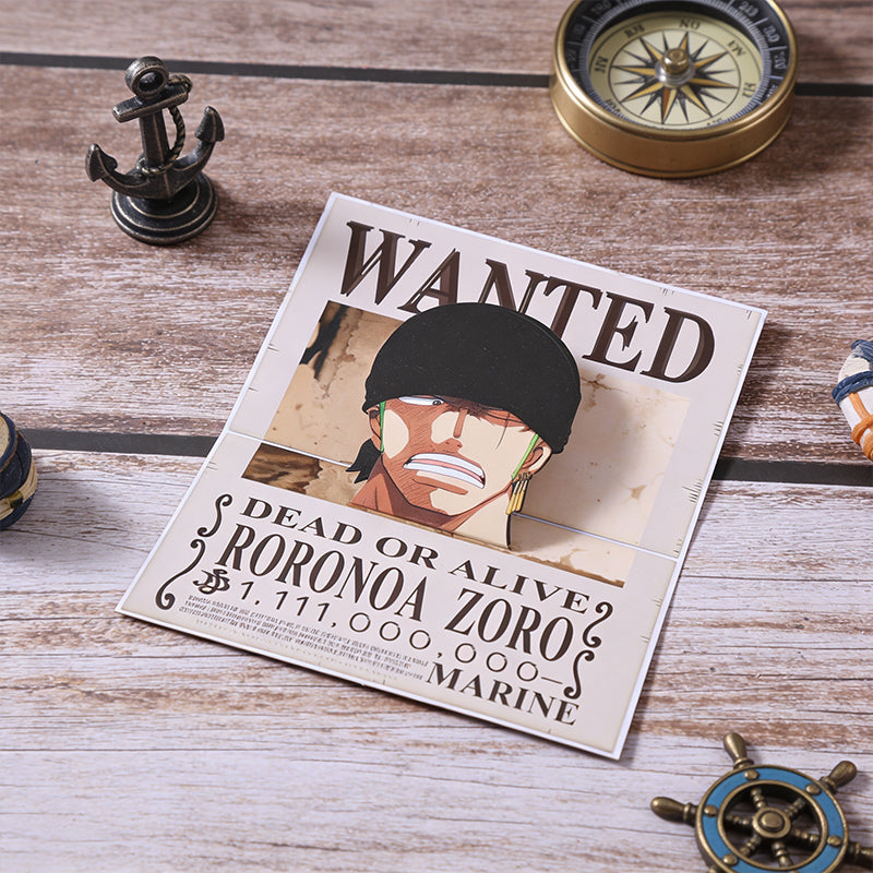 One Piece Roronoa Zoro Wanted Poster 3D Pop-Up Greeting Card