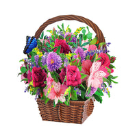 Advanced Equipment Vibrant Mixed Flower 3D Pop-Up Basket Flower Bouquet Forever Floral 3D Greeting Card