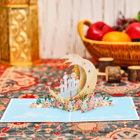 Eid Mubarak Ramadan Moon Floral Architecture 3D Pop Up Card