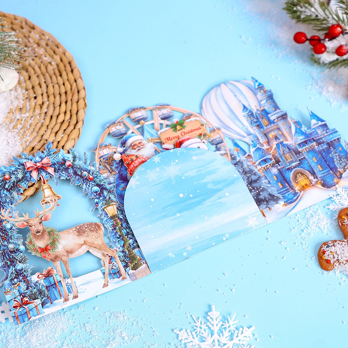 Christmas Amusement Park Double Door Pop Up Card