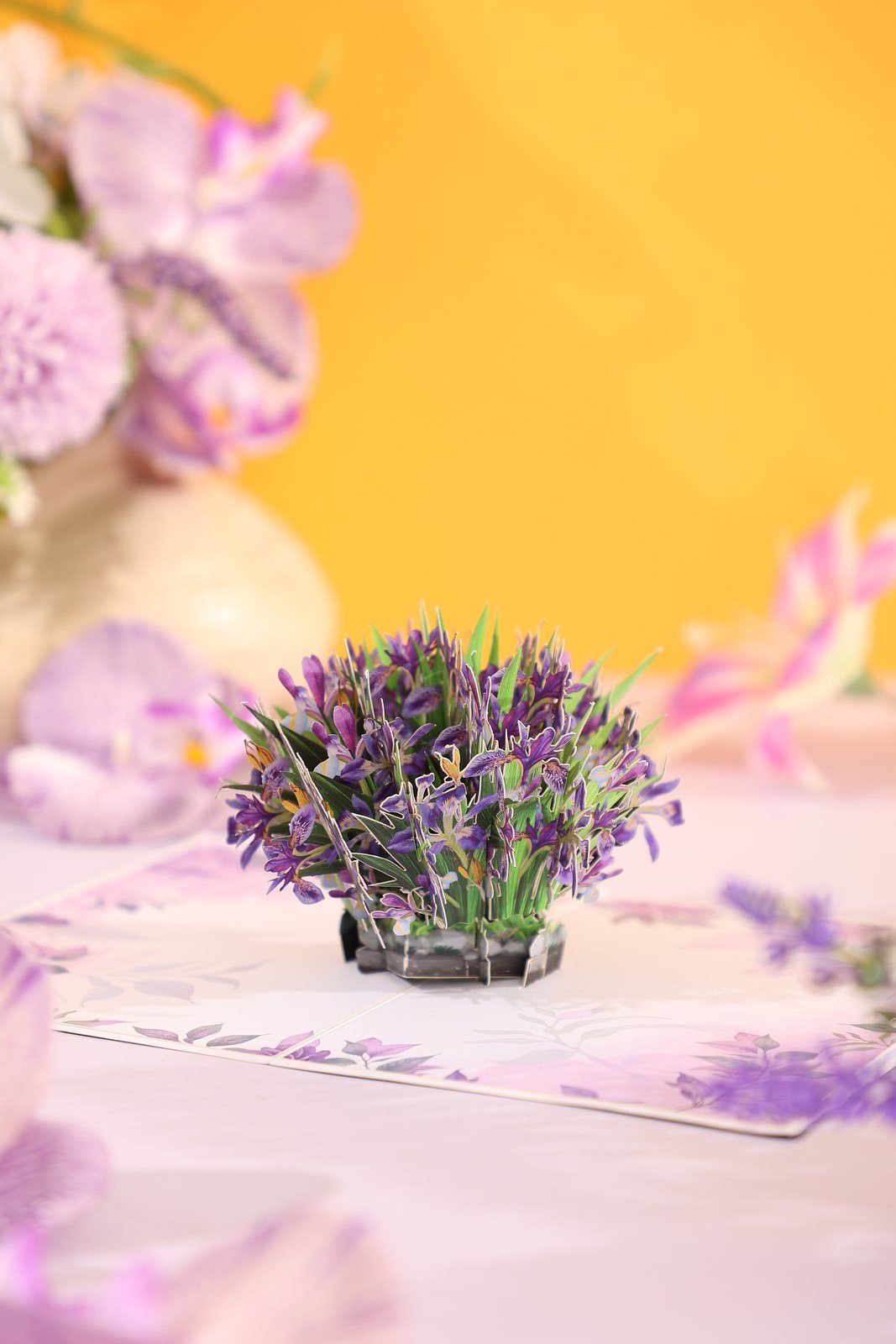 Lavender Flower Bouquet Flip Pop Up Card