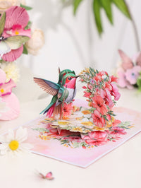Hibiscus Hummingbird 3D Pop Up Card