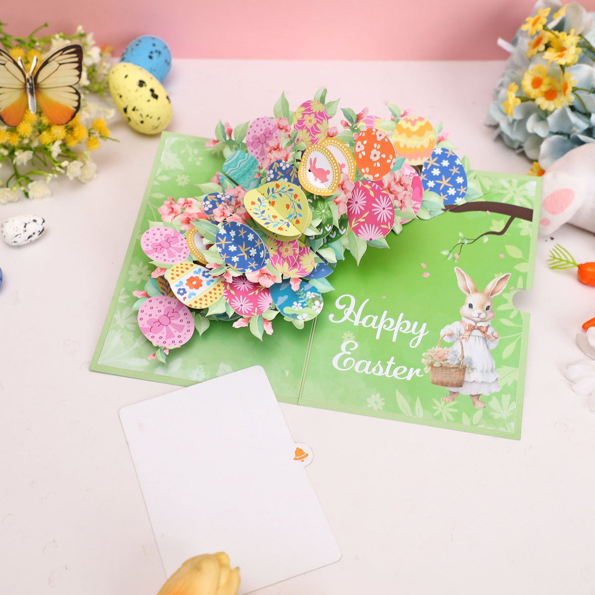 Easter Bunny Floral Wreath Greeting Card