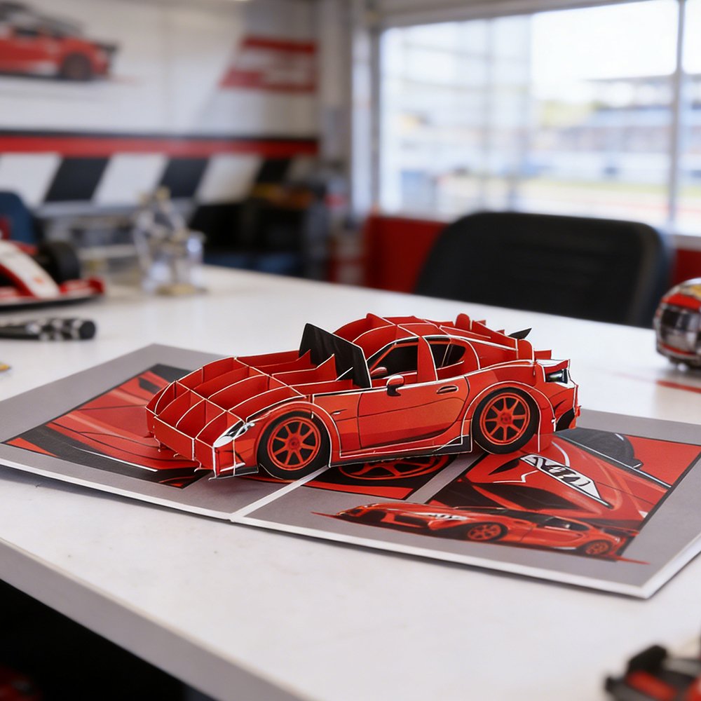 Race Car Speed Flip Pop Up Card