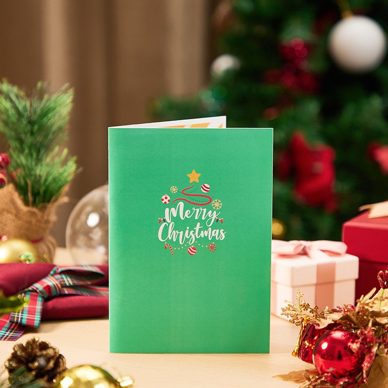 Santa Claus Climbing Christmas Tree 3D Pop Up Card