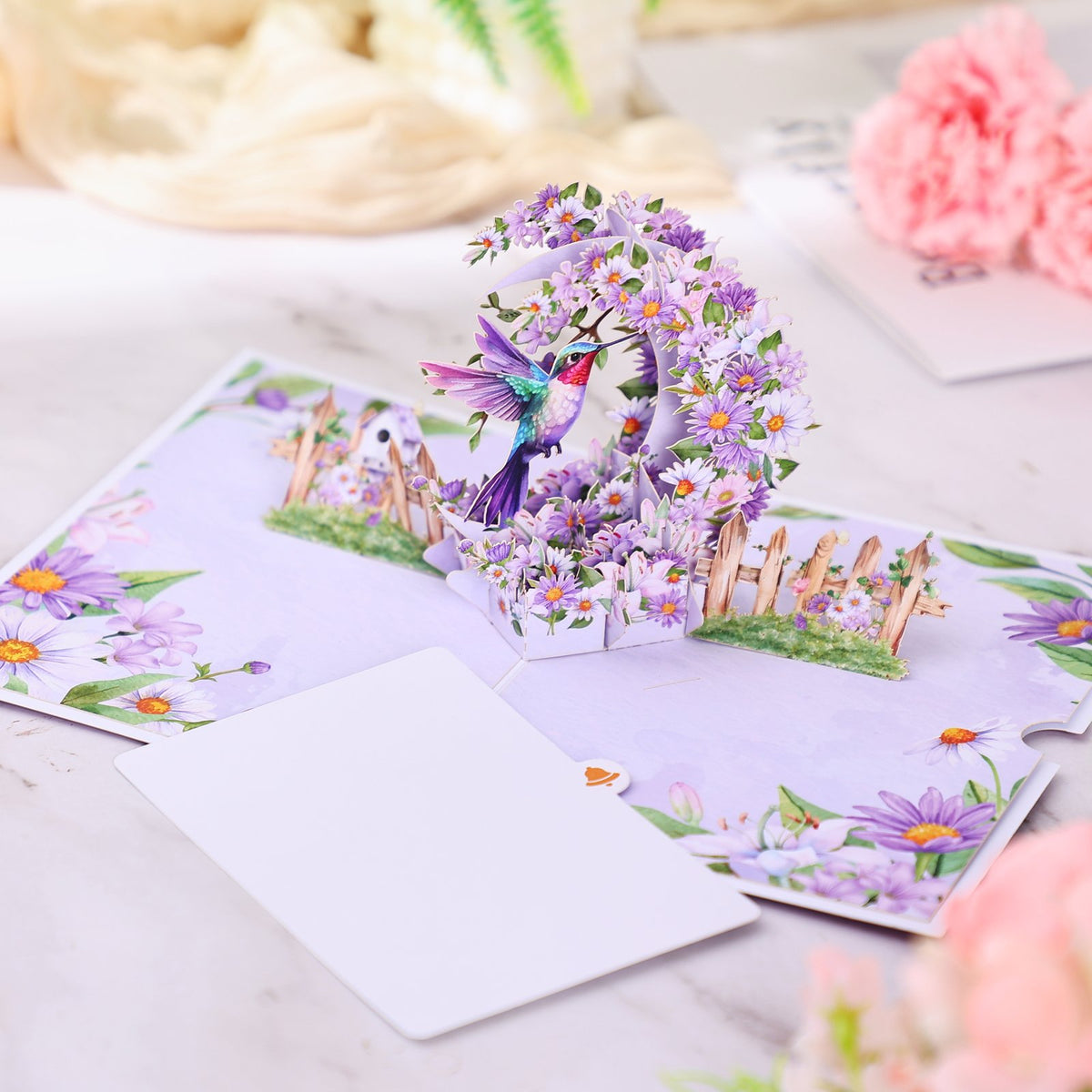 Purple Daisy Crescent Moon Greeting Card