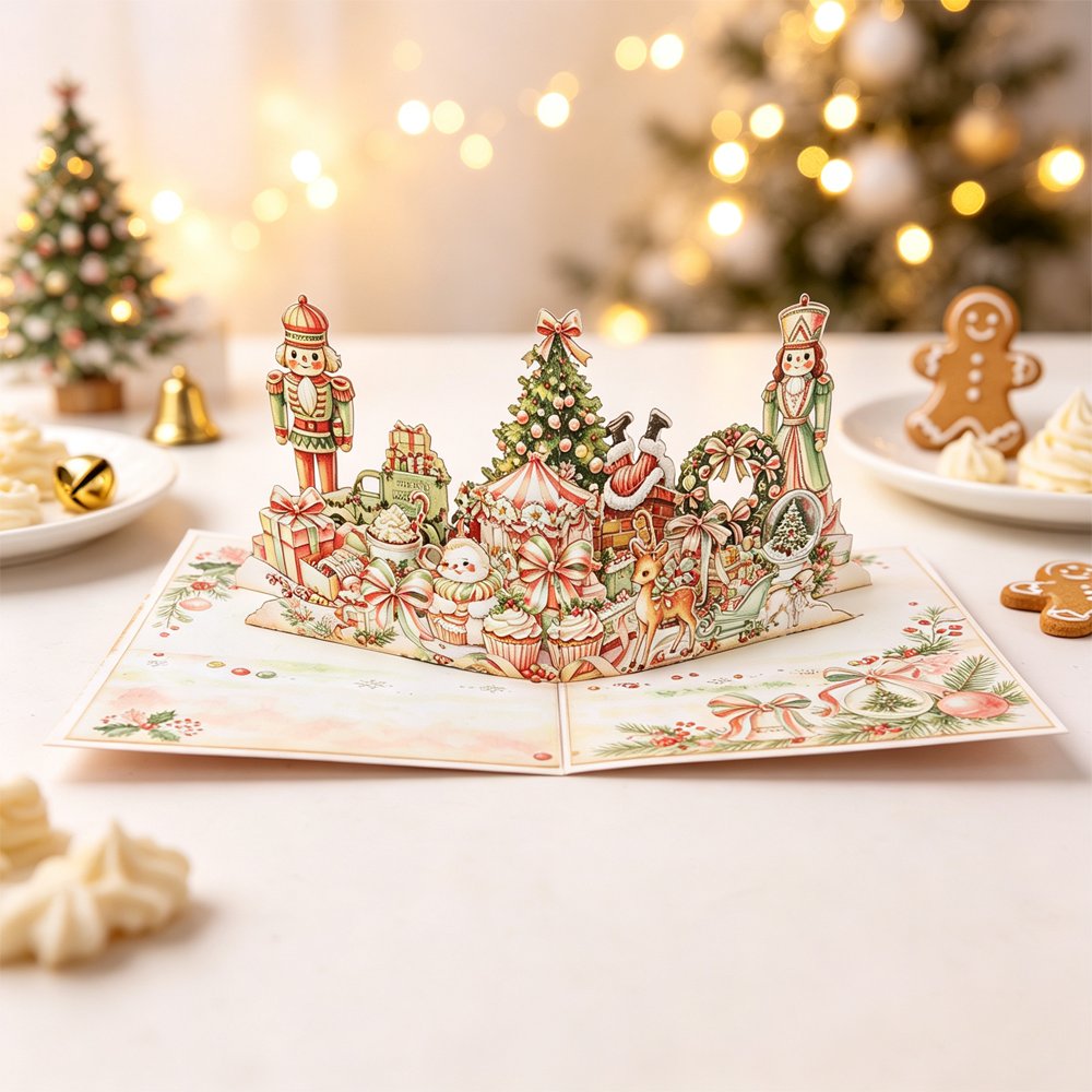 Pink Cute Christmas 3D Pop Up Card