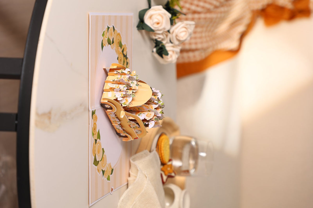 Yellow Flower Cart 3D Pop Up Card