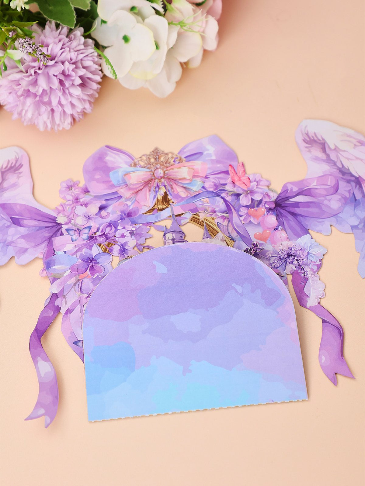 Purple Angel Wings 3D Pop Up Card