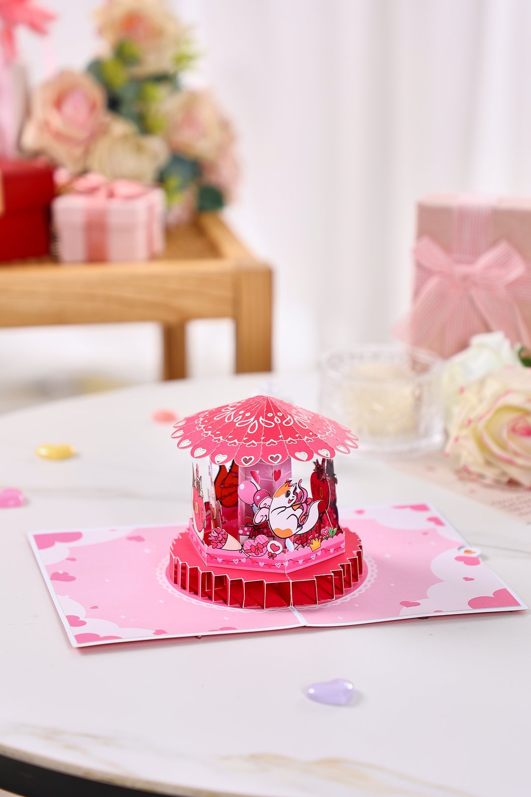 Valentine's Day Spinning Cat 3D Pop Up Card