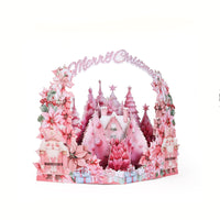 Pink Christmas Castle 3D Pop Up Card