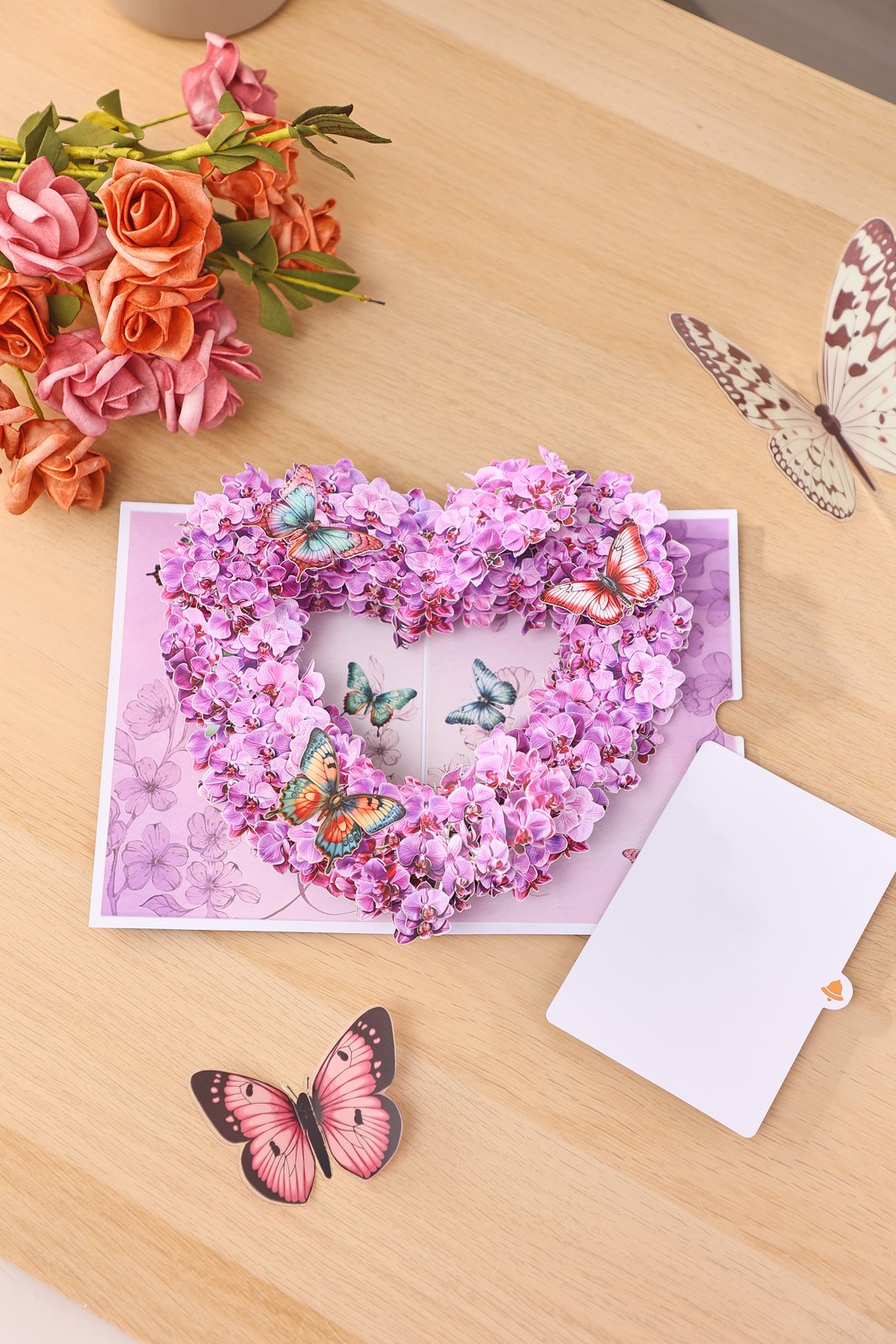 Heart Orchid Butterfly Cluster Greeting Card