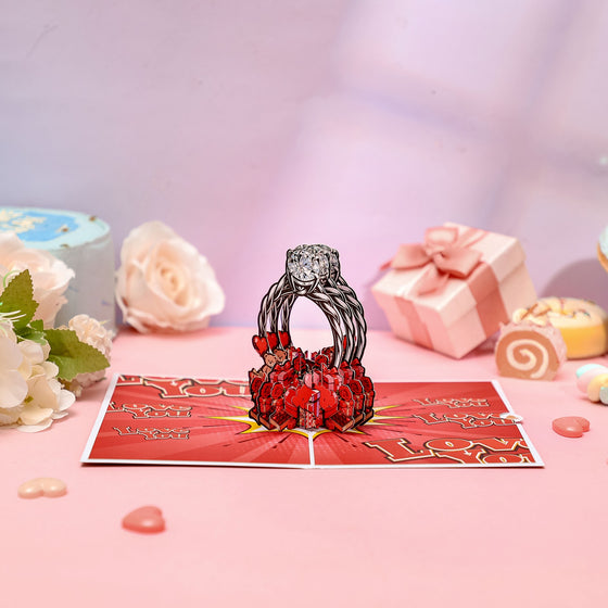 Valentine's Day Diamond Ring Gift Pop Up Card