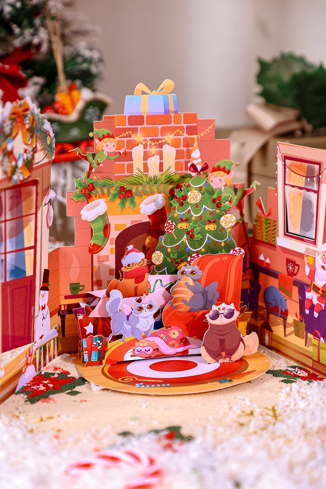 Christmas Cat Double Door 3D Pop Up Card