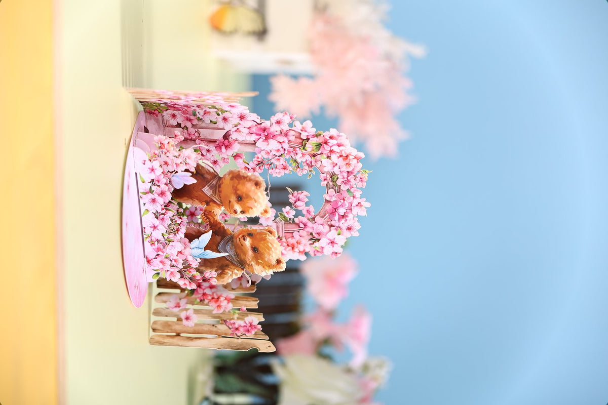 Cherry Blossom Bear Double Door Card