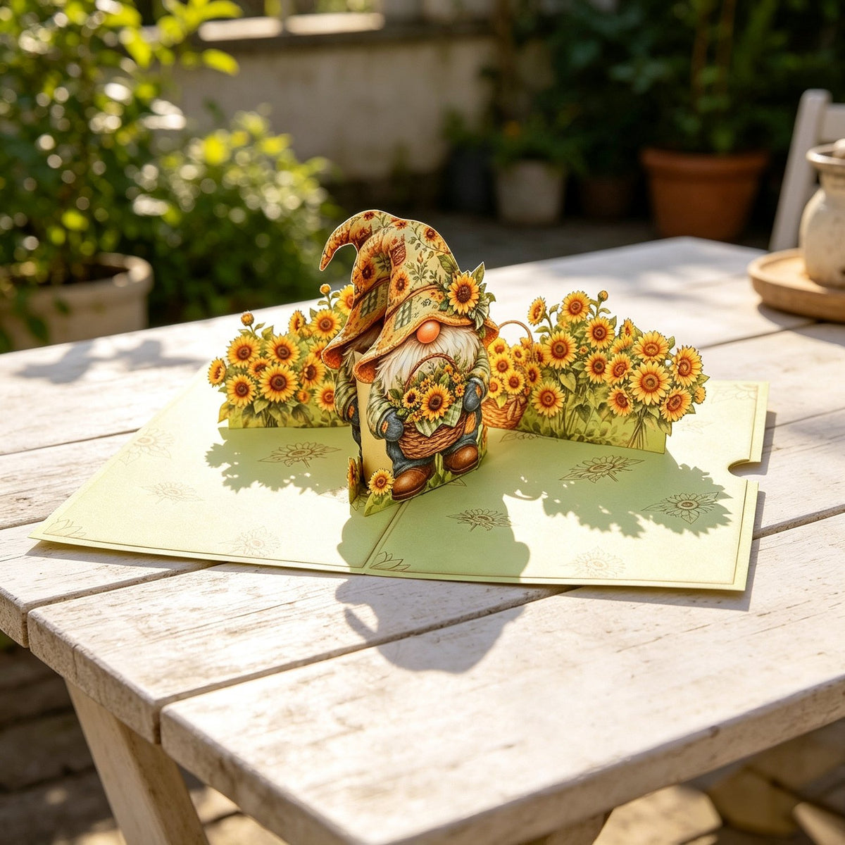 Sunflower Gnome Greeting Card