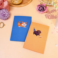 With Umbrella Cat Blue Pop Up Card