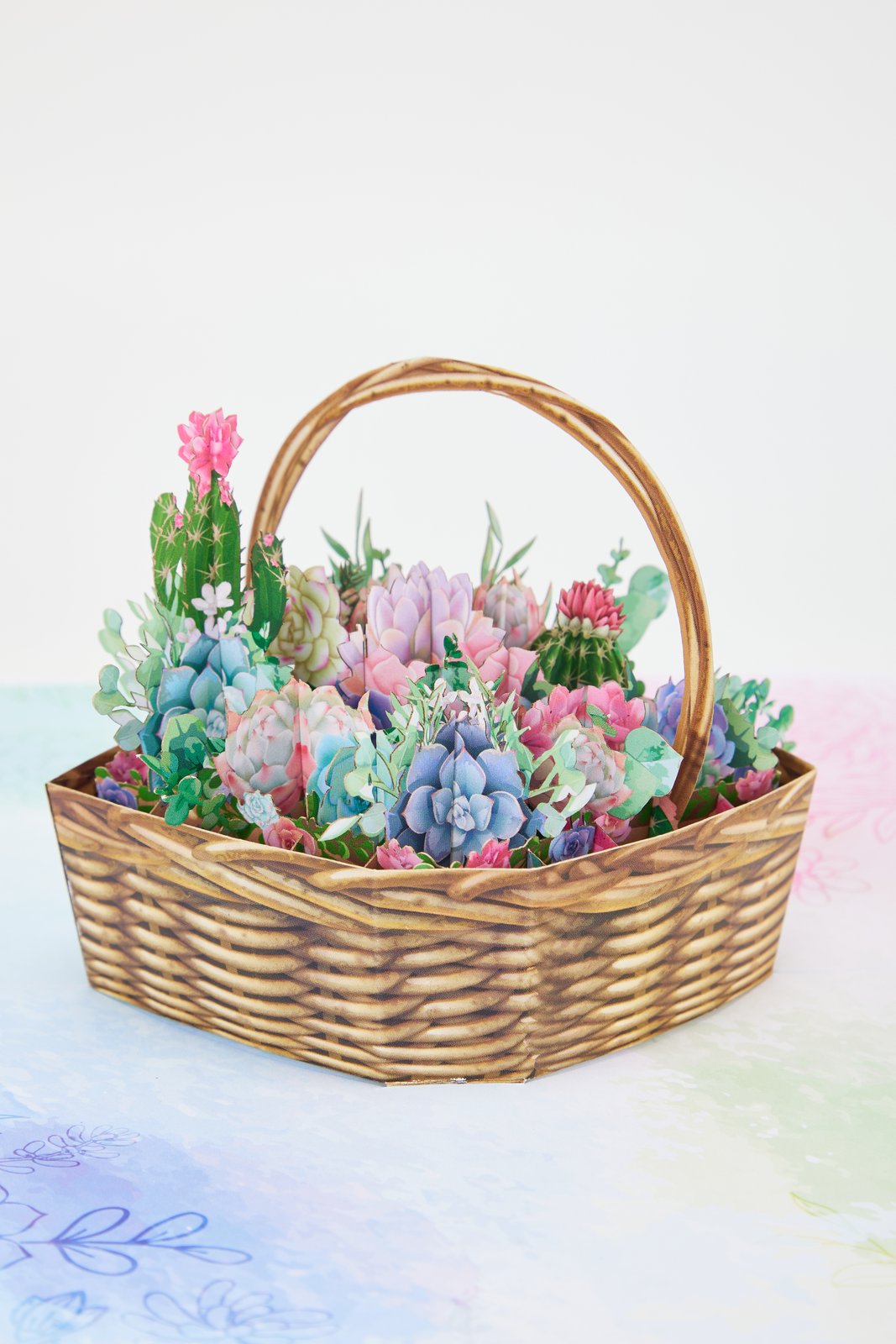 Succulent Flower Basket 3D Pop Up Card