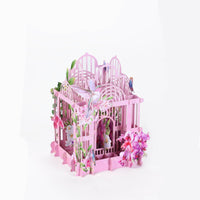 Pink Purple Orchid Birdcage 3D Pop Up Card