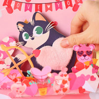 Plush Heart Cat Valentine's Day Greeting Card