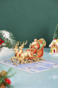 Santa Claus Sleigh Flip Pop Up Card