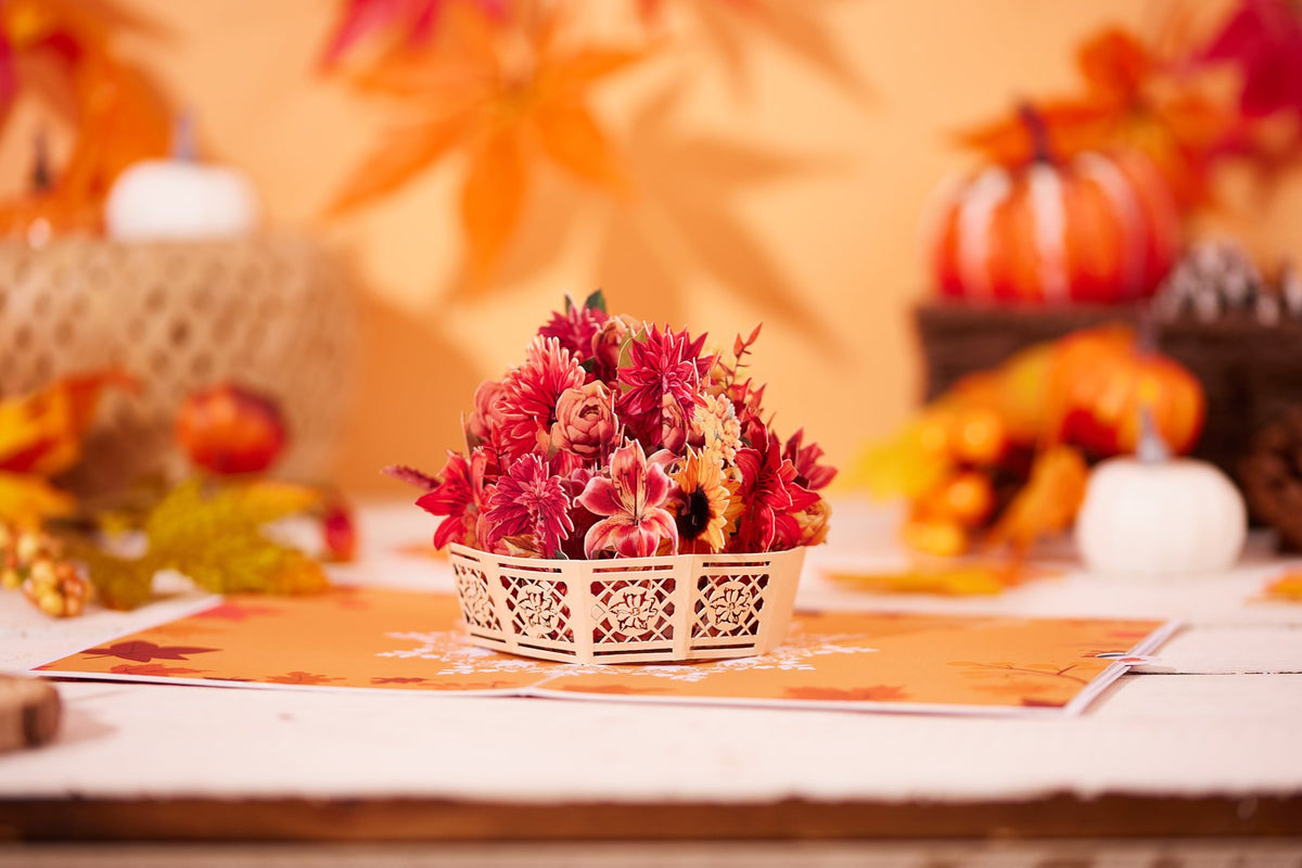 Autumn Flower Basket Greeting Card