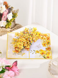 Yellow Orchid Floral Branch 3D Pop Up Card