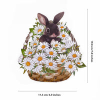Black Rabbit Daisy Flower Basket Hanging Ornament