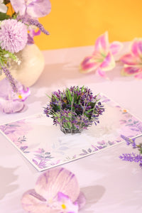 Lavender Flower Bouquet Flip Pop Up Card