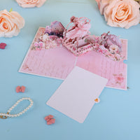 Pink Floral Wreath Flip Pop Up Card