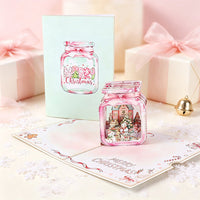 Christmas Pink Green Gift 3D Pop Up Card