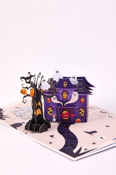 Halloween Haunted House Greeting Card