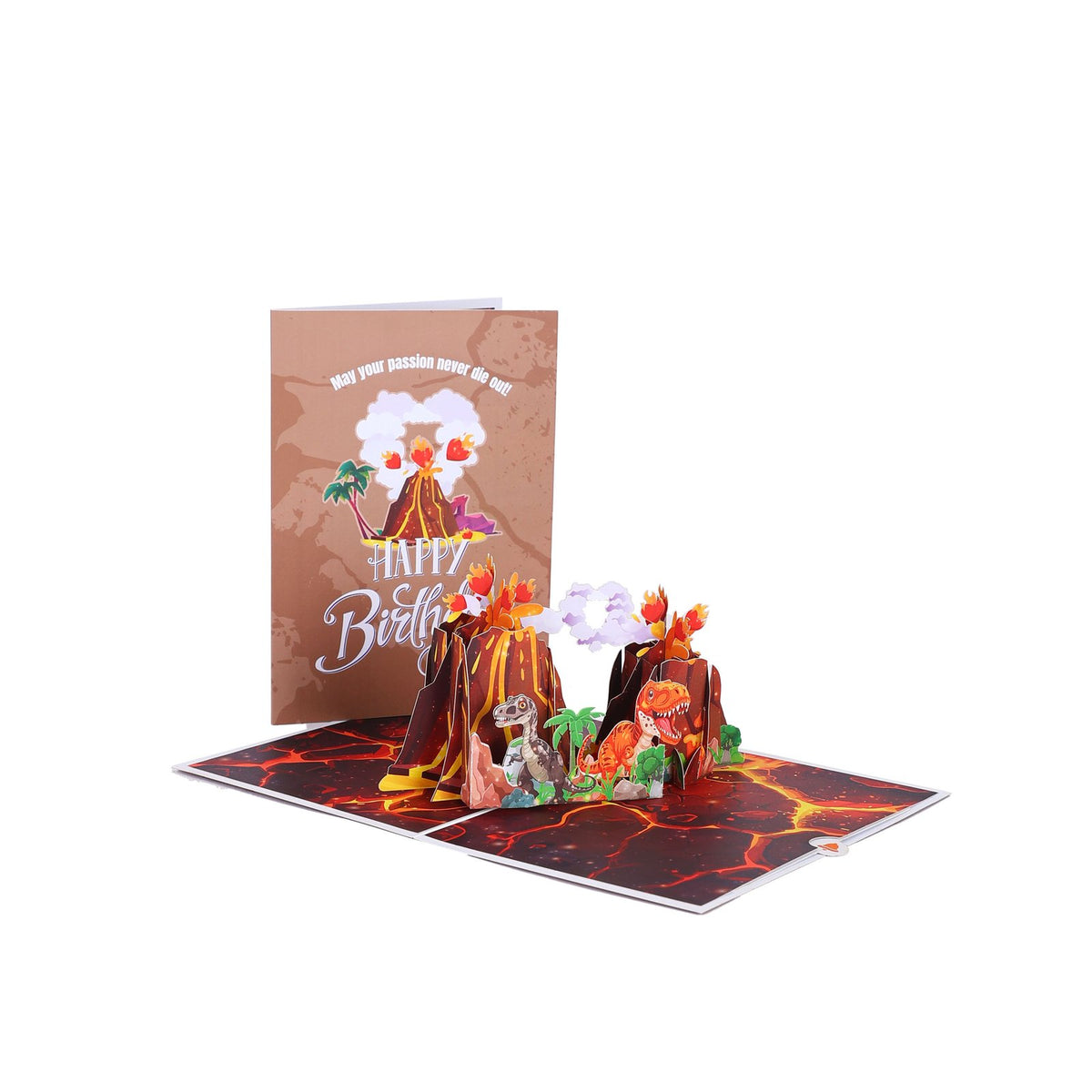 Twin Volcanoes Dinosaur Birthday 3D Pop Up Card