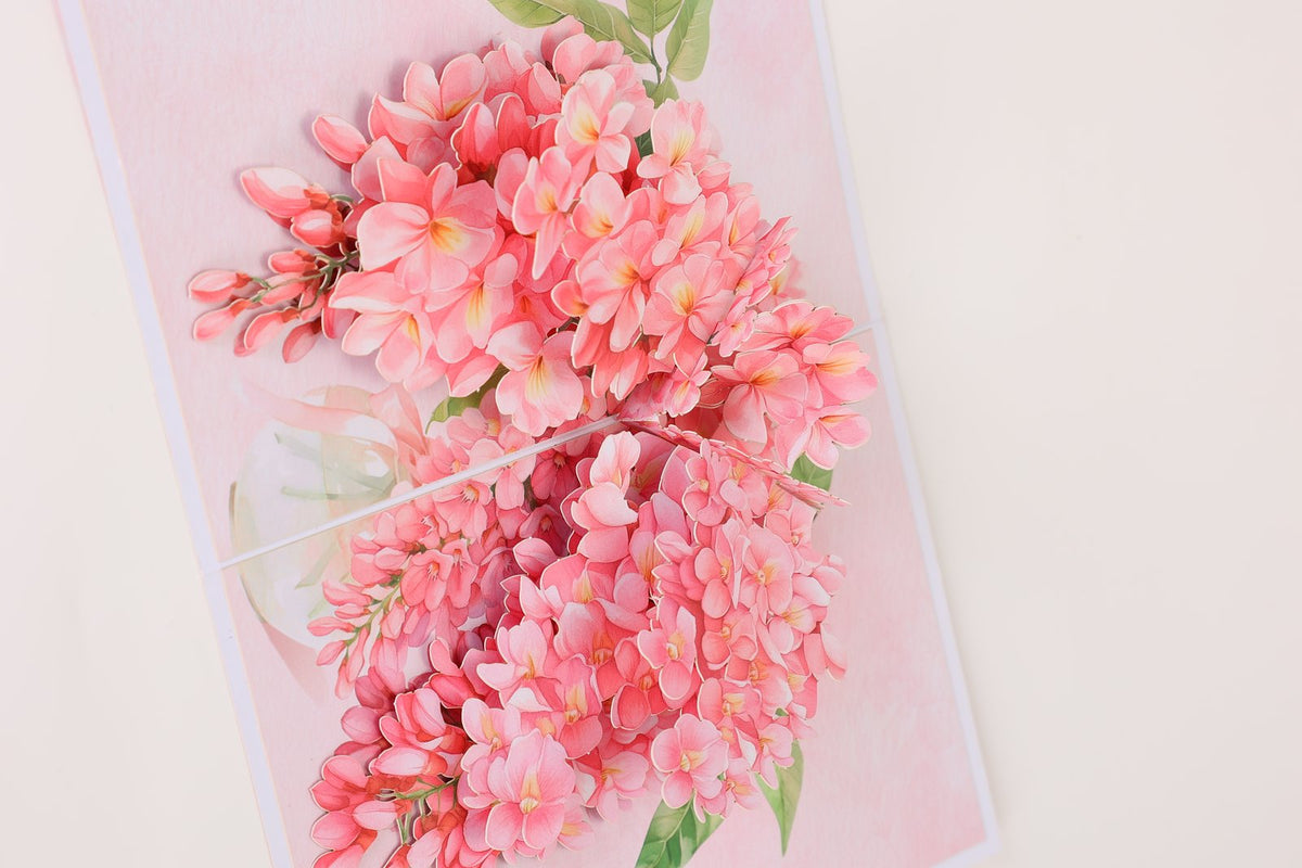 Pink Flower Wisteria 3D Pop Up Card