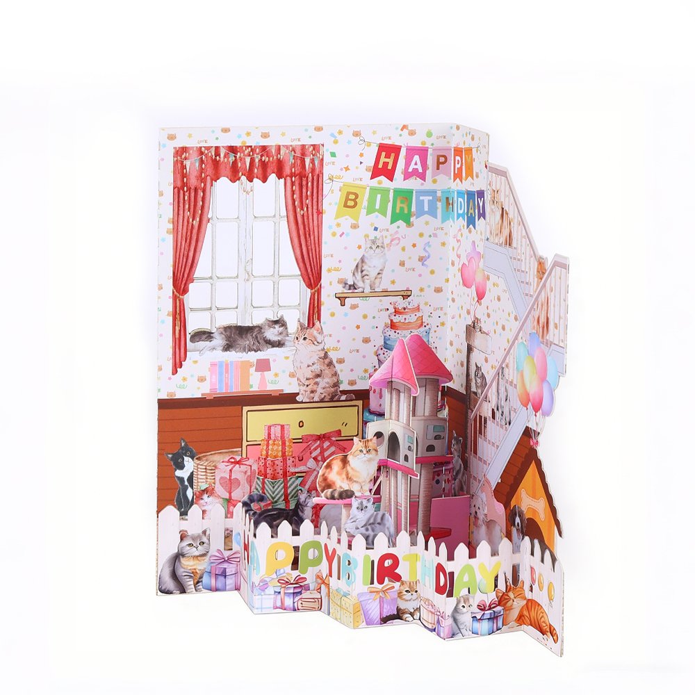 Birthday Pet Stairs 3D Pop Up Card