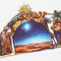 Nativity Stained Glass Double Door 3D Pop Up Card