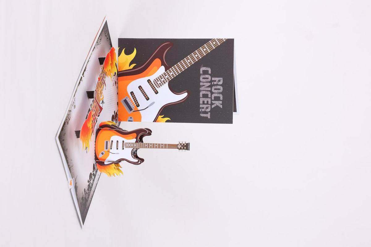 Rock Music Guitar Flip Pop Up Card