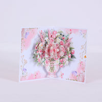 Pink Rose Flower Vase Pop Up Card