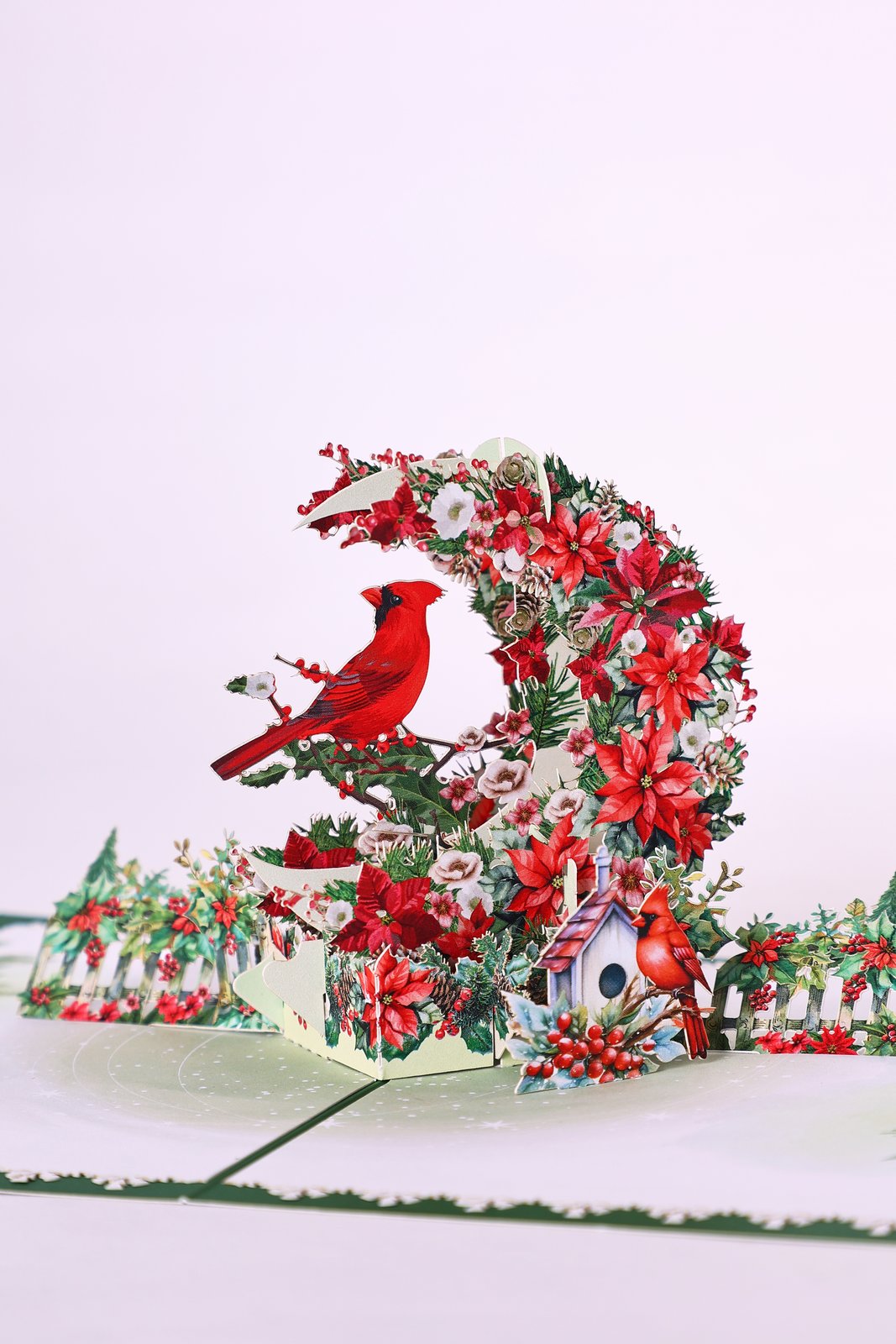 Green Cardinal Crescent Moon 3D Pop Up Card